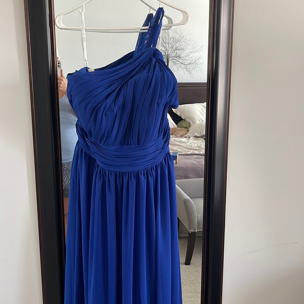 Royal blue, chiffon, formal gown. Brand new, never worn.